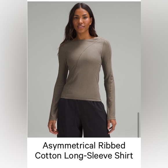 lululemon athletica Tops - NWT - lululemon asymmetrical ribbed cotton long sleeve (M; Nomad)